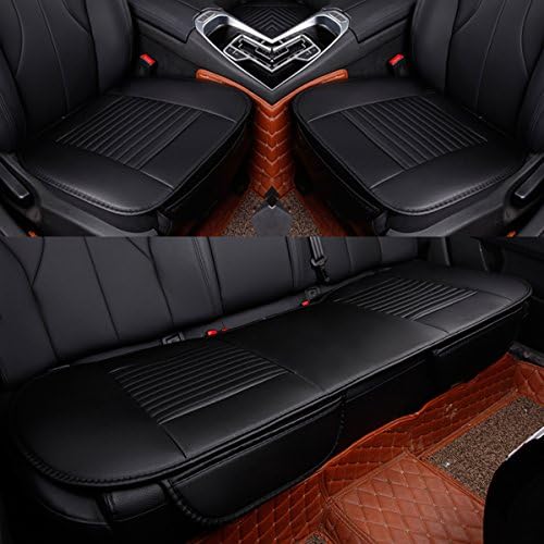 DINKANUR PU Leather seat Covers Front & Rear Row Seat Cushions Automotive Seat Protector car seat Covers Full Set of 3 (Black)