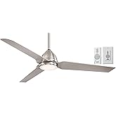 MINKA-AIRE F753L-BNW, Java LED 54" 3-Blade Outdoor Ceiling Fan with LED Light, Brushed Nickel Finish and Additional Wall Cont