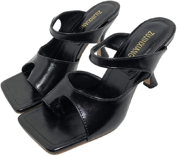 Amazon Co Jp サンダル レディース ヒール ミュール 大きいサイズ トング スクウェアトゥ ヒール サンダル ミュール トングサンダル レディース ホワイト ブラック 個性的 おしゃれ 美脚 夏 シンプル ブラック Measurement 22 Point 5 Centimeters 服 ファッション小物