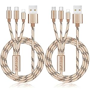 3in1 充電 ケーブル usb ケーブル 充電コード Type-C充電 ケーブルPhone/Galaxy1.0m(2本セット, ゴールド)