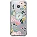 KIOMY Clear Case for Samsung Galaxy S8+ / S8 Plus, Shockproof Bumper Protective Cell Phone Back Cover with Airbags Corners, TPU Silicone Cute Case with Blue Flower Floral Design