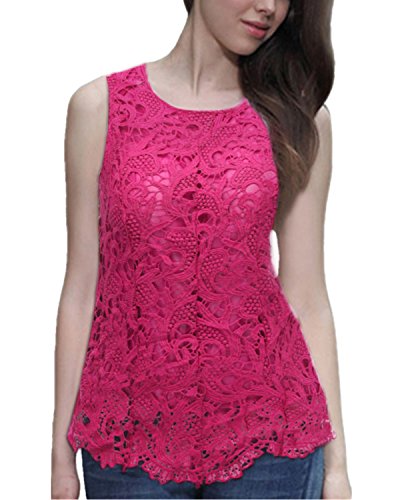 Zanzea women chiffon sexy lace sleeveless round neck el…