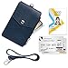 Teskyer Badge Holder with Side Zip Pocket, Multiple Card Slots Leather ID Holder Wallet with Neck Lanyard for Office Staffs, Teachers/Students, Couriers, Workers, Blue