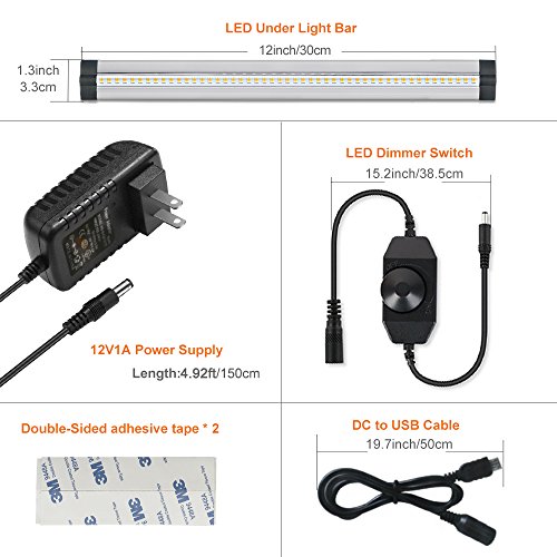 1 Pack LED Under Cabinet Lighting Dimmable Warm White, 5W 300LM CRI90, All Accessories Included - Thumbnail 3