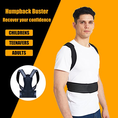 Slimerence Posture Corrector, Scoliosis Humpback Correction Belt, Adjustable Comfort Invisible Belt, Back Humpback Kyphosis, for Man Woman Adult Students Children Black S(12-29")