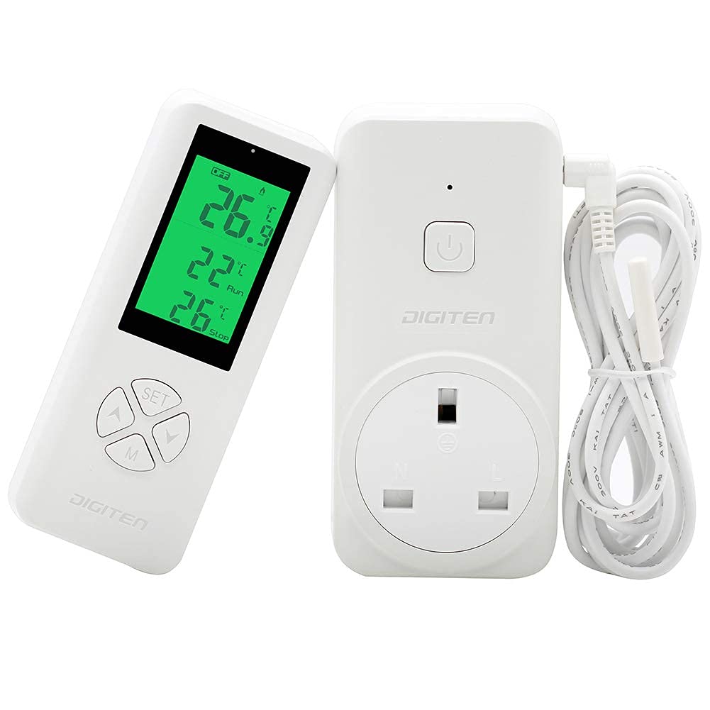 DIGITEN WTC200 Wireless Thermostat - Remote Control Heating Mat Temperature Controller Outlet for Greenhouse, Homebrewing, Reptiles, Fermentation - Heating Cooling Mode
