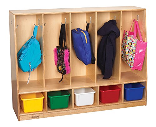 Childcraft Toddler Bench Coat Locker, 5 Sections, 53-3/4 x 13-3/4 x 36 Inches - Thumbnail 2