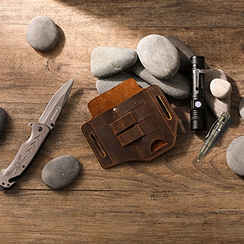 RingSun Leather EDC Mutilool Sheath Belt,Leather EDC Pocket Organizer