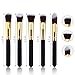 DLFE Makeup Brushes Premium Makeup Brush Set, 11 Pieces Synthetic Kabuki Cosmetics Eyeshadow Face Foundational Brushes with 2 Piece Beauty Sponge (11+2Pcs,Black/Golden)
