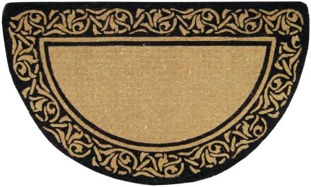 Nedia HomeHeavy Duty Coir Door Mat - Plain, Half Round, Bella Design, Natural Coco Fiber Welcome Mat, Durable Handcrafted Outdoor Rug, Eco-Friendly, 22" x 36", O2241