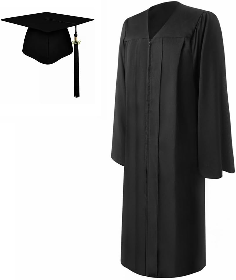 Matte Graduation Gown and Cap Tassel 2021, for Adult