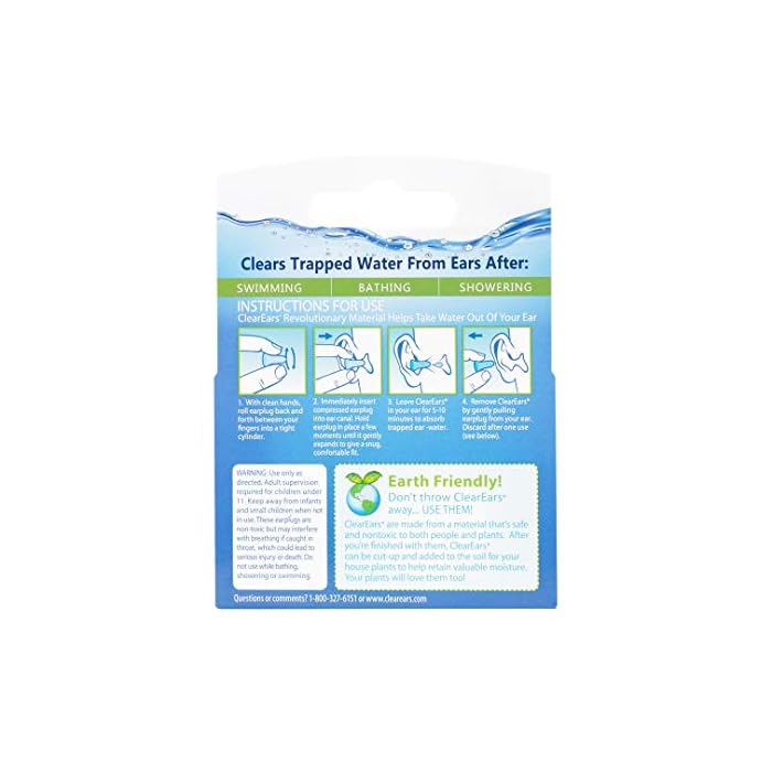 Clearears ClearEars Water Removing Earplugs 10 Count
