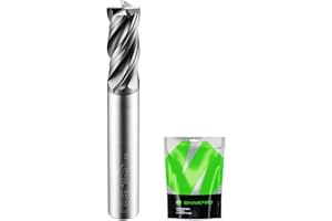 SHAPPRO 1/4 Inch Shank Carbide Square End Mill, 4 Flute CNC Milling Bits, Heat-Resistant Metal Cutting Bits Suitable Alloy St