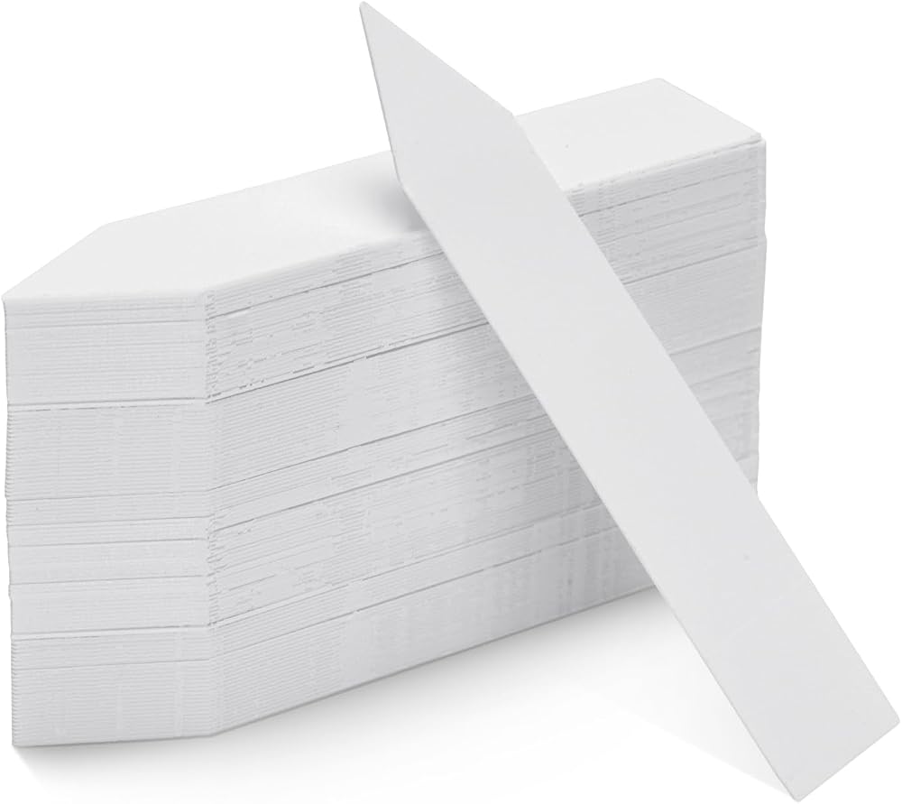 KINGLAKE 100Pcs White Plastic Plant Labels & Markers 10x2cm Waterproof