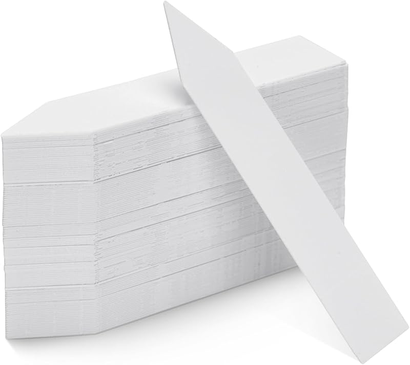 KINGLAKE 100Pcs White Plastic Plant Labels & Markers 10x2cm Waterproof