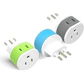 Orei Italy, Uruguay Type L Power Plug Adapter 3 Pack - 2 Usa Inputs, safe for cell phones, laptops, camera chargers, Cpap, and more US-12A