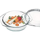Simax Casserole Dish With Lid, 24 Ounce Round Glass Cookware, Oven and Microwave Safe Borosilicate Glass, Made In Europe 0.75 Qt