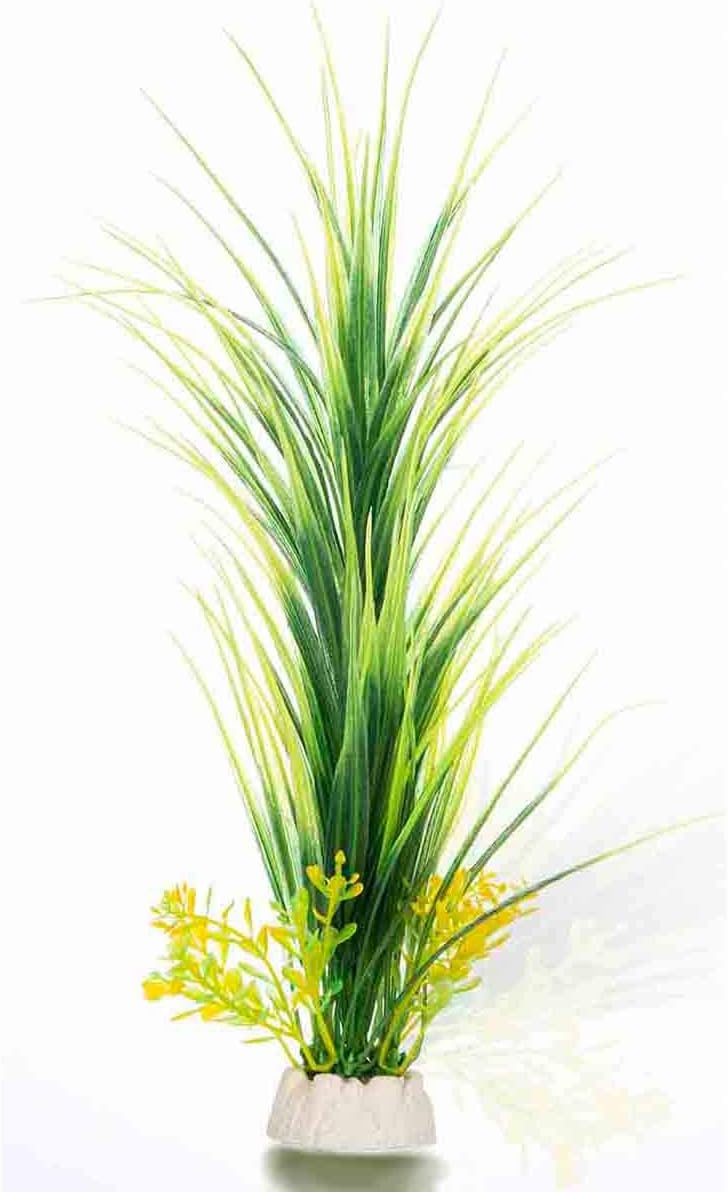 HITOP Aquarium Artificial Plastic Plants Décor, Plastic Décor for Fish Tank, Ceramic Base (Height - 12.6 in)