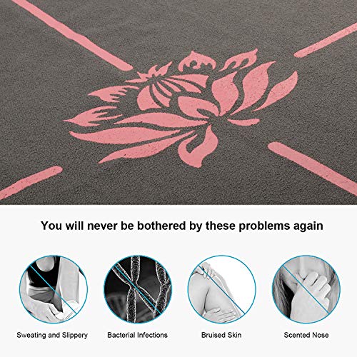 image for Elevtab Yoga Mat Towel with Alignment Line, Non-Slip Super Absorbent M
