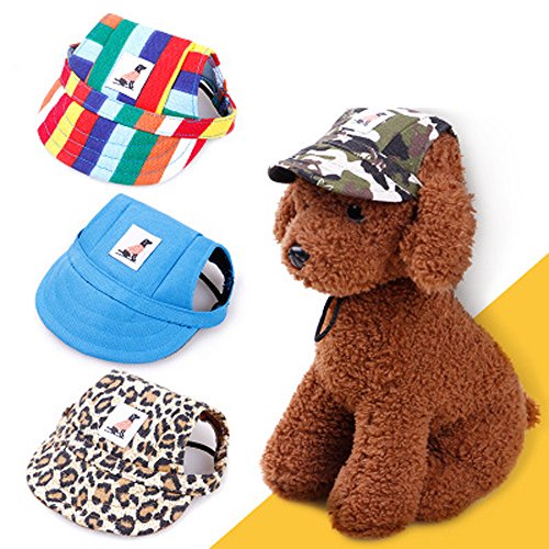 YJYdada Dog Hat, Dog Hat with Ear Holes Summer Canvas Baseball Cap for Small Pet Dog Outdoor (S, Camouflage)