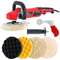 TCP Global 7" Professional High Performance Variable Speed Polisher with a 4 Pad Buffing and Polishing Kit and a Pad Cleaning Spur - Buff, Polish & Detail Car Auto Paint