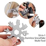 18-in-1 Stainless Steel Snowflakes Multi-Tool Card, Snowboarding Multi-Tool Screwdriver Tool for Opener Key chain/Bottle Opener/Outdoor Travel Camping/Fashion Pendant Pocket/Gift for Men(silver)