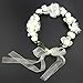 SIZSNM Flower Crown Floral Headband Headpiece Wreath Girls Womens Artificial White Silk Roses Wedding Bridal Kids Toddler Boho