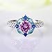 Psiroy 925 Sterling Silver Plated Pink Topaz Ring Flower Shaped Band Size 6