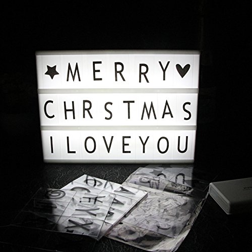 DSstyles LED Lightbox Message Board with 72pcs Letters Cards A4 Cinematic Light Up Letter Box Sign