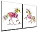 Gardenia Art - Colorful Running Horses Canvas Prints Modern Wall Art Abstract Paintings Stretched and Framed Artwork for Room Decoration,12x12 inch, Framed, 2 PCE/Set