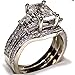 Engagement Jewelry 3 in 1 925 White Golden Filled Topaz Simulated Diamond Wedding Rings for Women (Size 7)