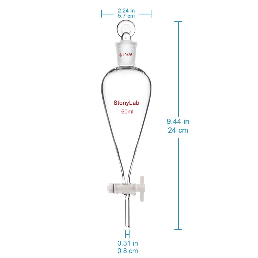Imbuto Separatore In Vetro Stonylab 1000ml - Per Laboratorio Con Rubinetto In Vetro - Foto 8