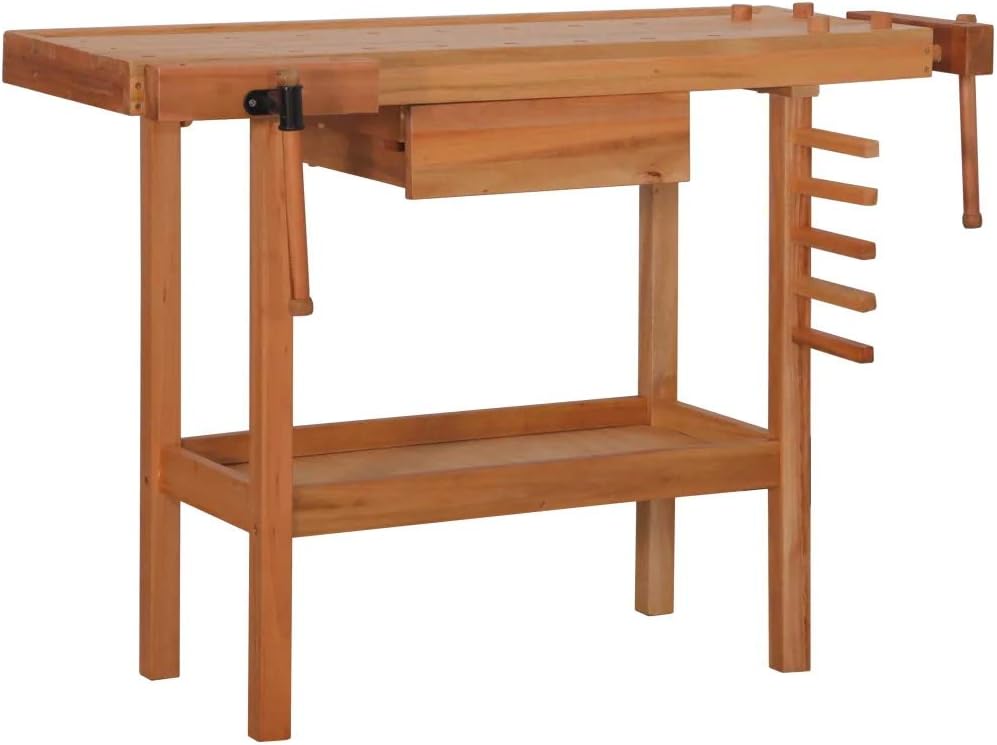 Carpentry Work Bench, Wooden Work Vice with Drawer Storage Space, for