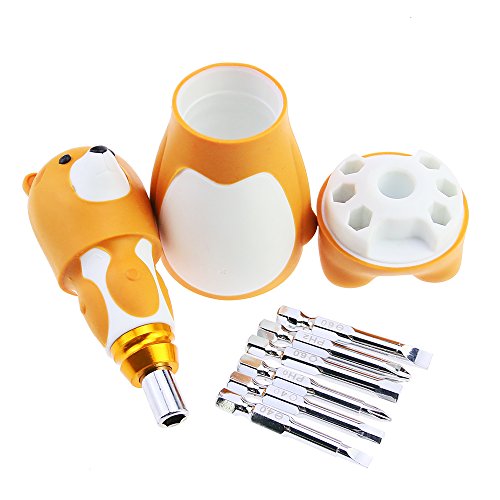 Click Here to See More Images S2 Alloy Steel 6 in 1 Bear Shape Screwdriver for Repairing (brown)