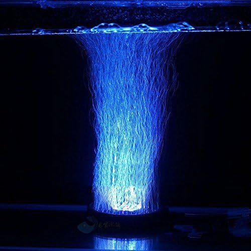Aquarium Fish Tank Air Curtain Bubble Stone Disk with 6 Blue LED Light No.02