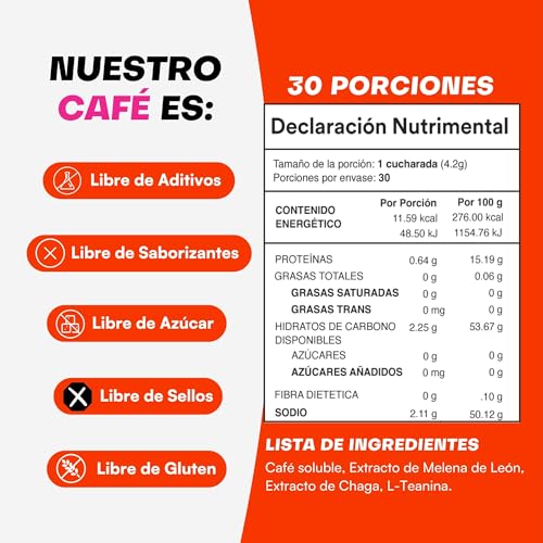 DOSE OF | Café con Hongos Adaptógenos | Mushroom Coffee Soluble | Melena de León 500mg, Chaga 500mg y L-Teanina 200mg | Energía y Concentración | Nootropico Natural | 30 Porciones | Sin Sellos