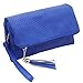 b.m.c BMC Womens Sapphire Blue Textured PU Faux Leather Quilted Pattern Triple Compartment Zipper Tassel Fashion Clutch Handbag