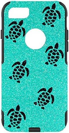 iPhone 7 Case - OtterBox Commuter Series - Retail Packaging - 4.7 iPhone 7 Glitter Black Sea Turtles Wintermint/Black