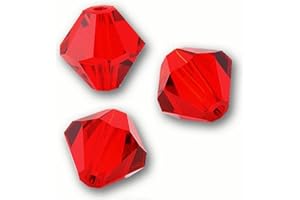 100pcs Adabele Austrian 4mm (0.16 Inch) Small Faceted Loose Bicone Crystal Beads Siam Red Compatible with Swarovski Crystals 5301/5328 SSB405