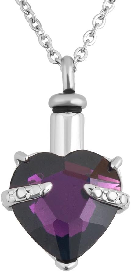 Uniqueen Heart Crystal Cremation Jewellery Urn Necklace for Ashes Memorial Keepsake Pendant