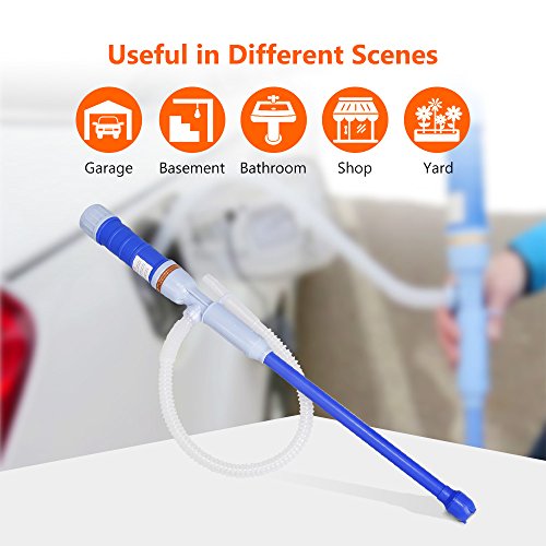 Adakiit Battery Powered Liquid Transfer Pump Multi-Purpose Siphon Pump Transfer Pump for Fuel Gas Oil Gasoline Water (Blue)