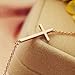 Sideways Cross Necklace 18k Gold Plated Stainless Steel Simple Small Cross Pendant From Ghome Offer Silver or Gold Color 18 Inches for Women Girls with Gift Box (Gold)