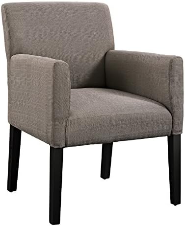 Modway Chloe Upholstered Fabric Modern Farmhouse Dining Arm Accent Chair In Gray