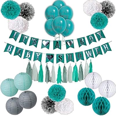 Baby Shower Decorations For Boy Teal Mint Turquoise Easy Set Up