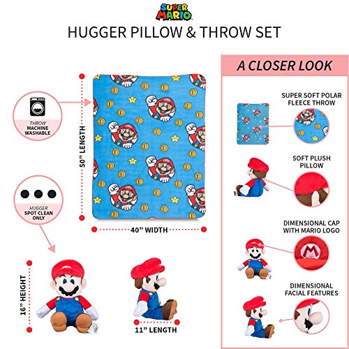 Franco Kids Bedding Soft Plush Throw and Hugger Pillow Set, 40" x 50