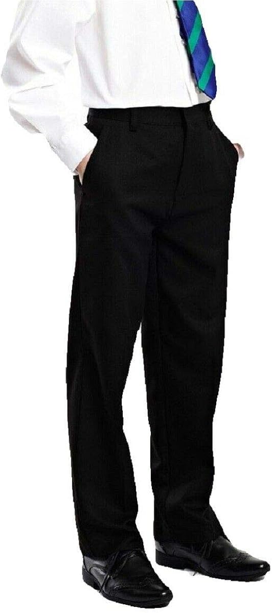 slim leg black school trousers