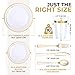 Gold Plastic Plates for Parties -(150 Piece Set), Elegant Disposable Plastic Silverware, Plastic Plates for Wedding, Plastic Dinnerware Set, Heavy Duty Gold Party Plates Forks Spoons Knives Cups Set