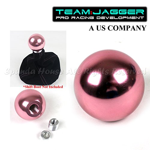 Team Jagger USA Round Anodized Pink Billet Aluminum Manual Gear Stick Shift Knob M12x1.25 Threaded