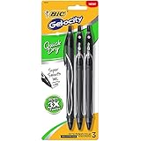BIC Gel-ocity Quick Dry Retractable Gel Pen, Medium Point (0.7mm), Black, 3-Count