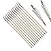 FlyArchery Archery Target Arrows, 32'' White Shield Feather Fletched Wooden Arrows with Field Points for Recure Bow Longbow Hunting Practice(Pack of 12)